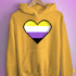 Nonbinary Pride 8-Bit Pixel Heart Hoodie - Mustard